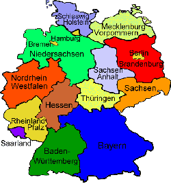 Landkarte von Deutschland - Die Bundesländer Karte